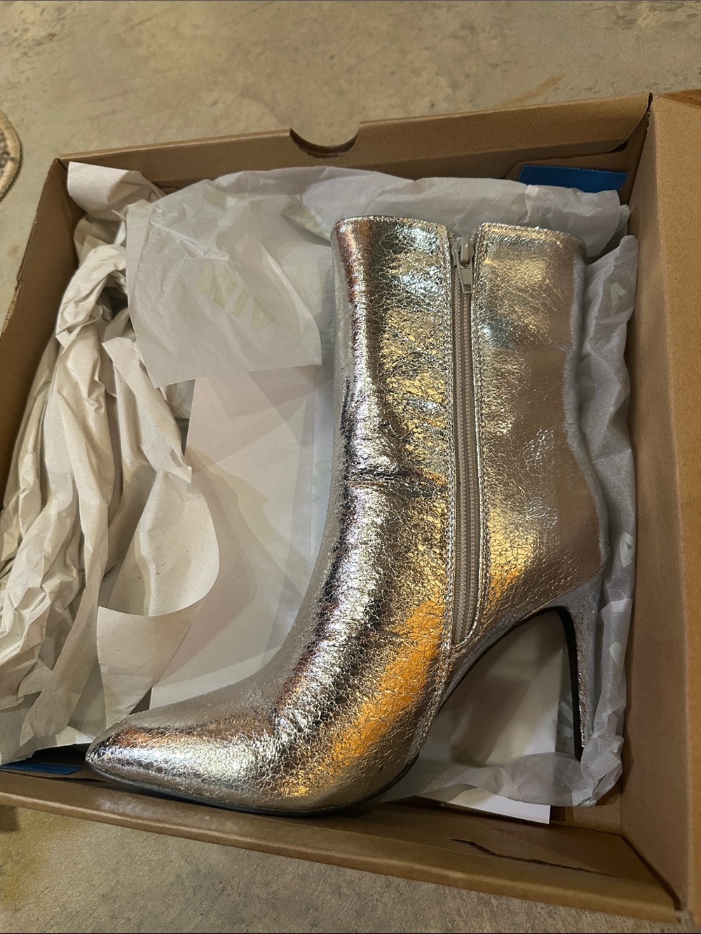 MIA Silver Pointed-Toe Stiletto Ankle Boots
